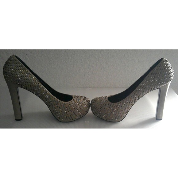 Dolce Vita Brenna Mixed Metal Studded Taupe Leather Platform Pump Heel Size 10M - Picture 5 of 8
